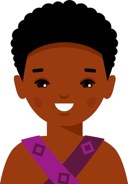 Ilustración vectorial de los niños hawaianos afroamericanos avatar