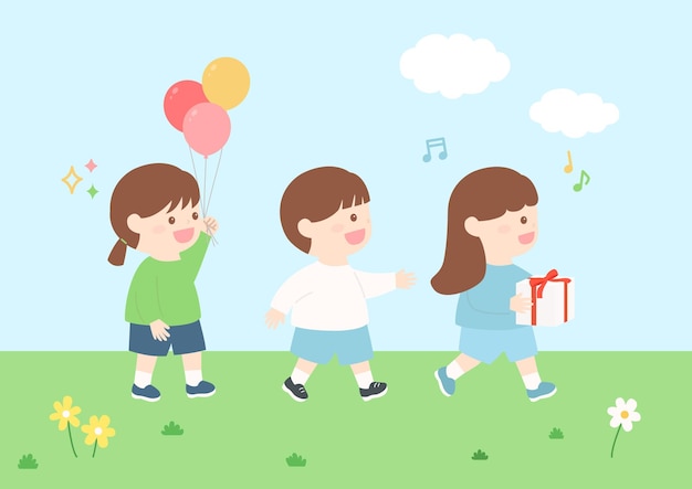 Ilustración vectorial de niños lindos