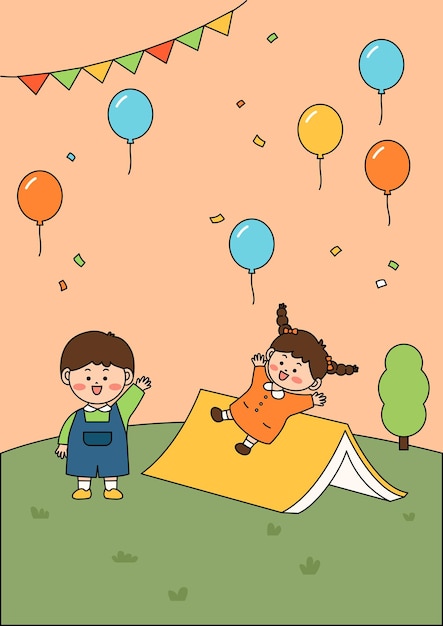 Vector ilustración vectorial de niños lindos