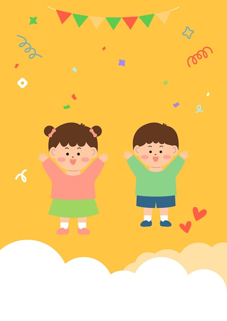 Vector ilustración vectorial de niños lindos