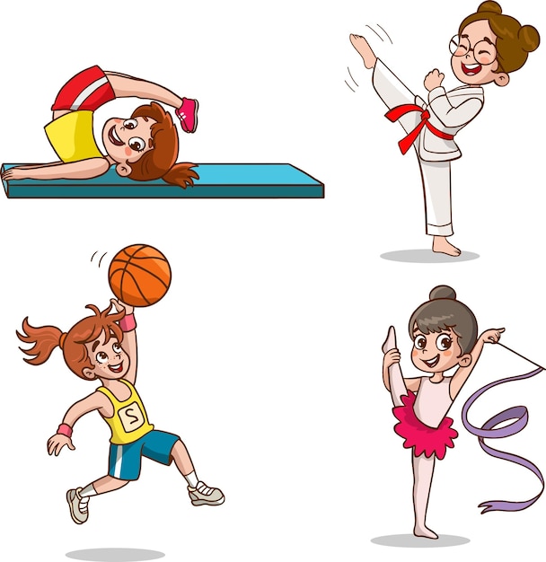 ilustración vectorial de niños practicando diversos deportes