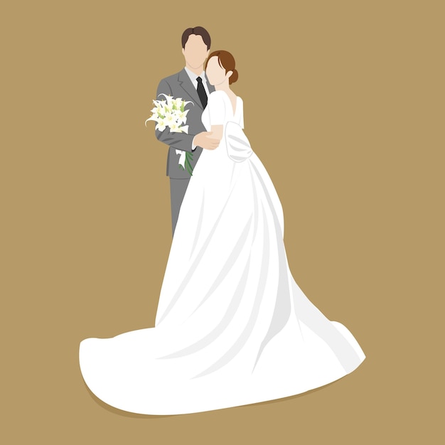 Ilustración vectorial de la novia y el novio casándose