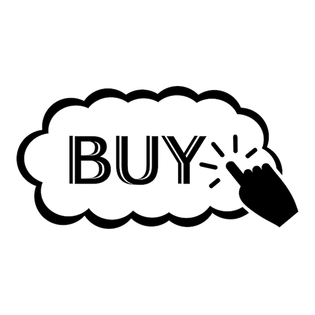 Ilustración vectorial de una nube con la inscripción comprar