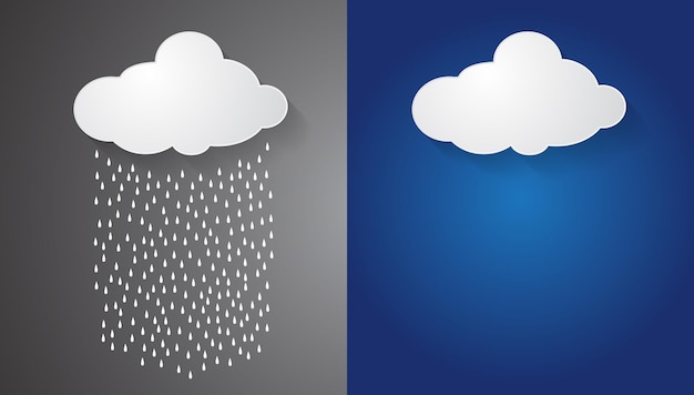 Ilustración vectorial de nubes de lluvia y tormenta