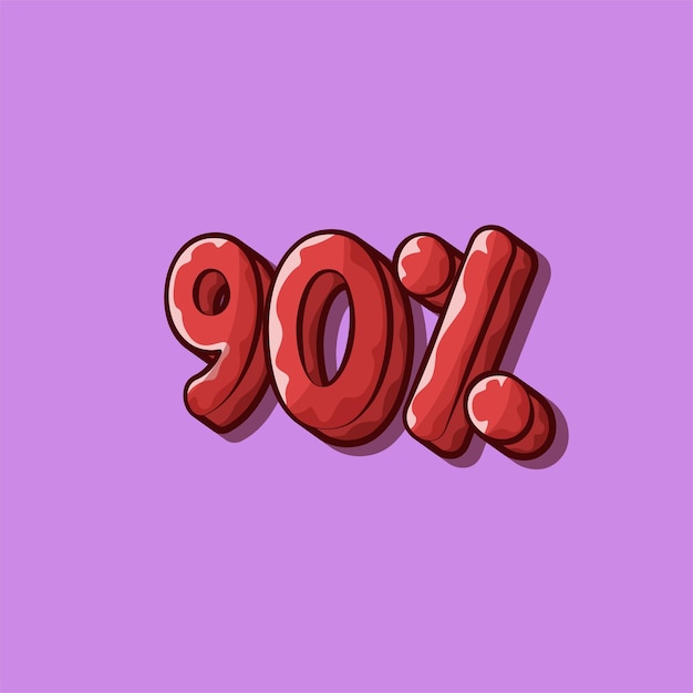 Ilustración vectorial de números con un descuento del noventa por ciento