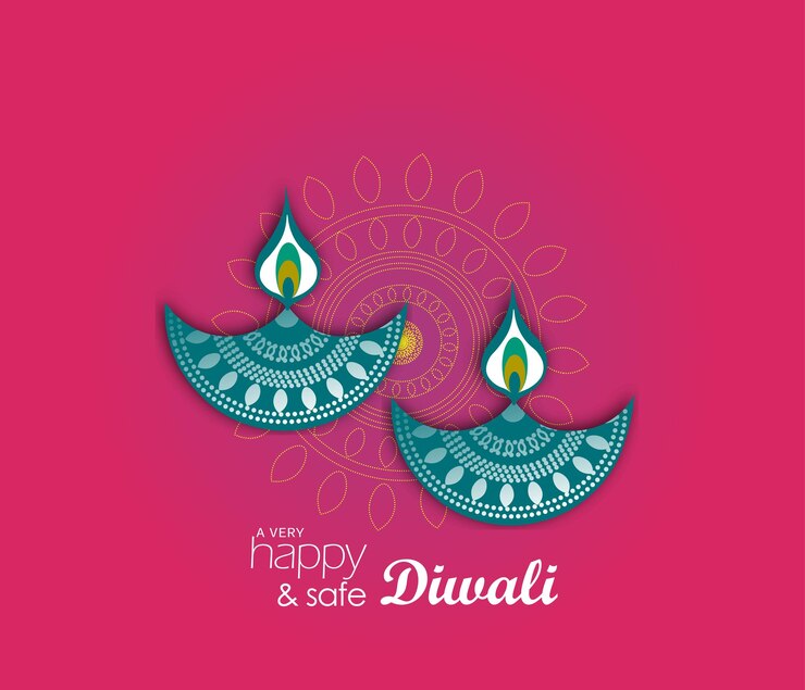 Ilustración vectorial o tarjeta de felicitación de lujo del festival de Diwali con elegante y hermosa lámpara de aceite y D