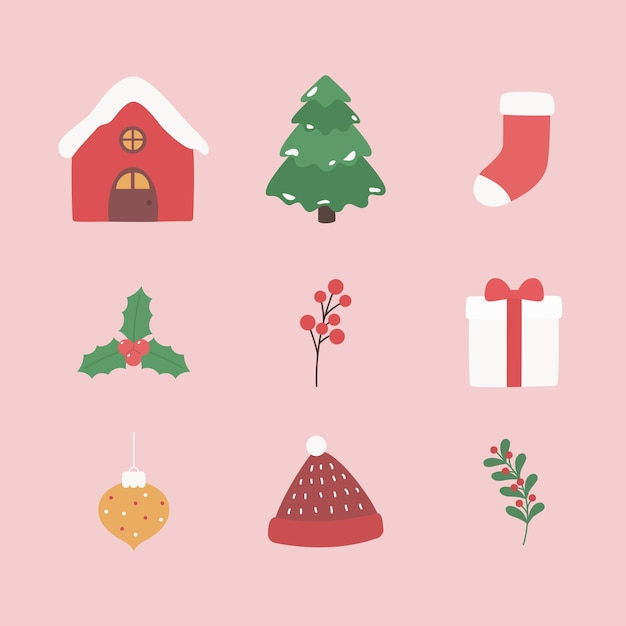 Ilustración vectorial de objetos navideños