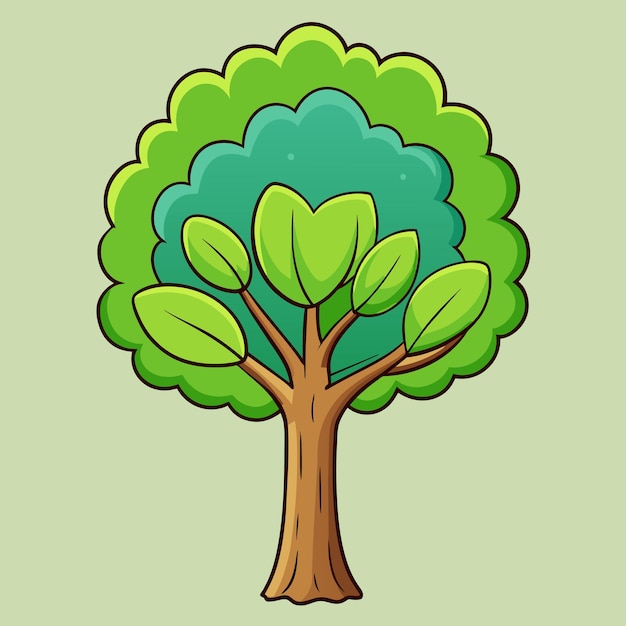 Ilustración vectorial y obra de arte de un hermoso árbol