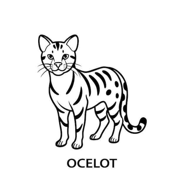 Ilustración vectorial de Ocelot en estilo salvaje y elegante