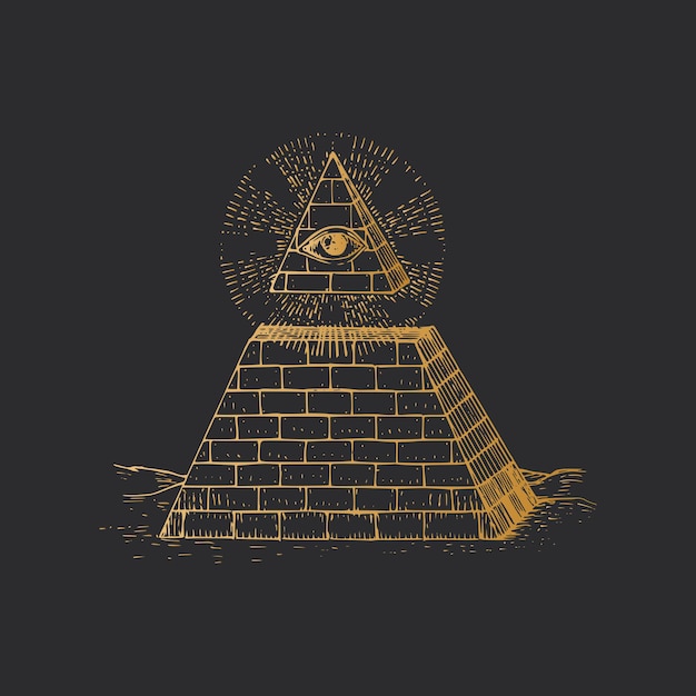 Ilustración vectorial del Ojo de la Providencia y la Pirámide
