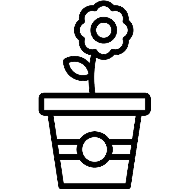 Ilustración vectorial de la olla de flores