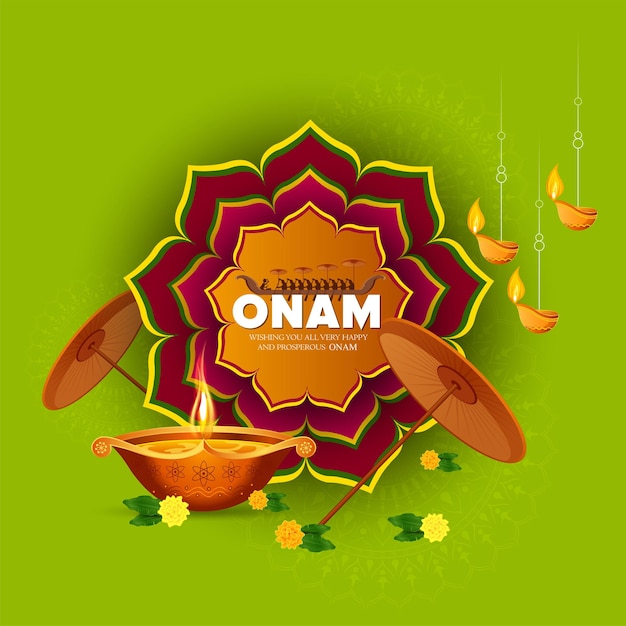 Ilustración vectorial de onam. tarjeta de felicitación de kerala onam.