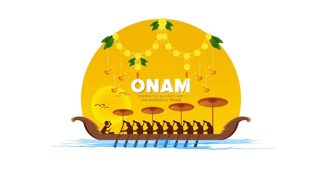 ilustración vectorial de onam. Tarjeta de felicitación de Kerala Onam.