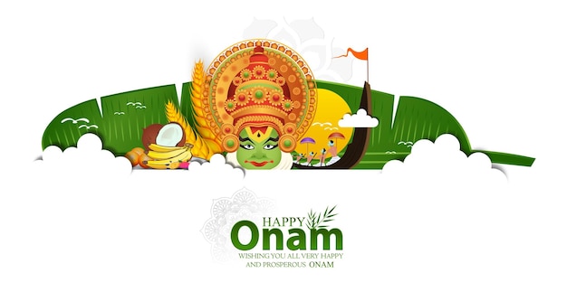 Ilustración vectorial de onam. tarjeta de felicitación de kerala onam.