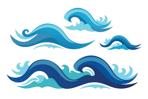 Ilustración vectorial de ondas de agua en fondo blanco