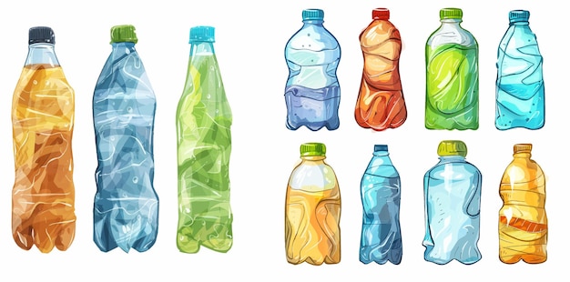 Ilustración vectorial ordenada del reciclaje de botellas