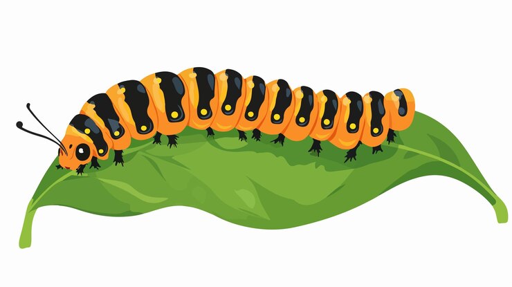 Vector ilustración vectorial de oruga en hoja elemento de diseño profesional aislado