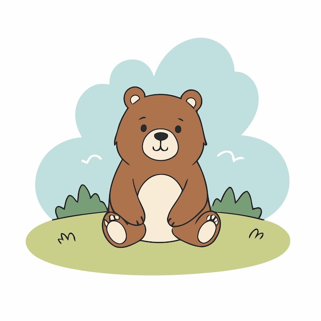 Ilustración vectorial de un oso lindo para libros infantiles