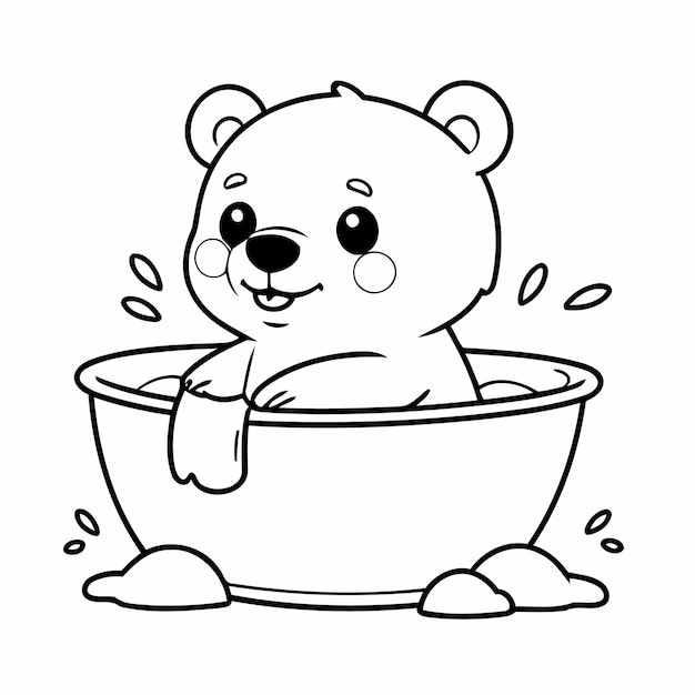 Ilustración vectorial de un oso lindo para niños hoja de trabajo de colorear