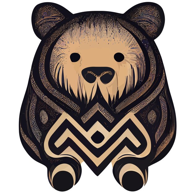 ilustración vectorial de oso pardo aislado en blanco con estilo tribal bueno para el logotipo