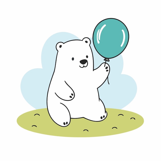 Ilustración vectorial de un oso polar lindo para libros para niños pequeños