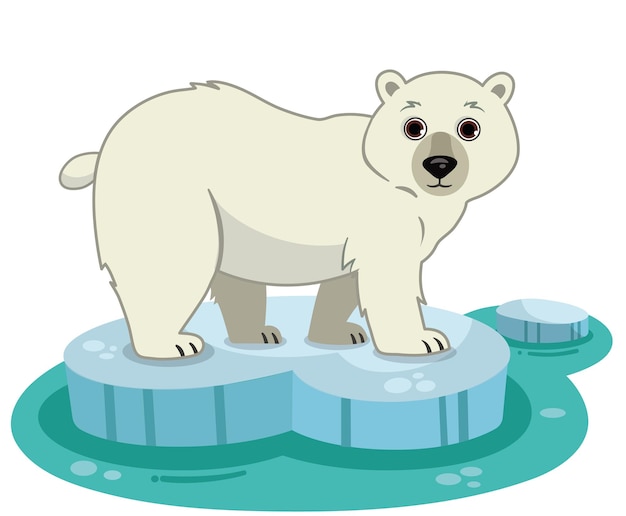 Ilustración vectorial de un oso polar en un témpano de hielo.