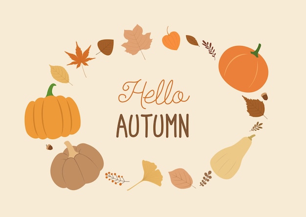 Ilustración vectorial de otoño con hojas