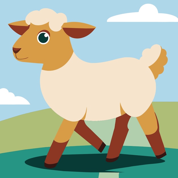 una ilustración vectorial de una oveja caminando