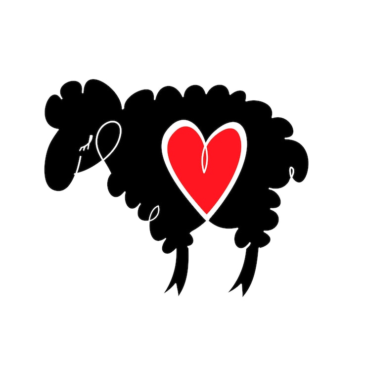 Vector ilustración vectorial de ovejas aislada en el diseño de la camiseta del logotipo de fondo blanco
