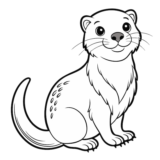 Ilustración vectorial de la página de colorear nutria