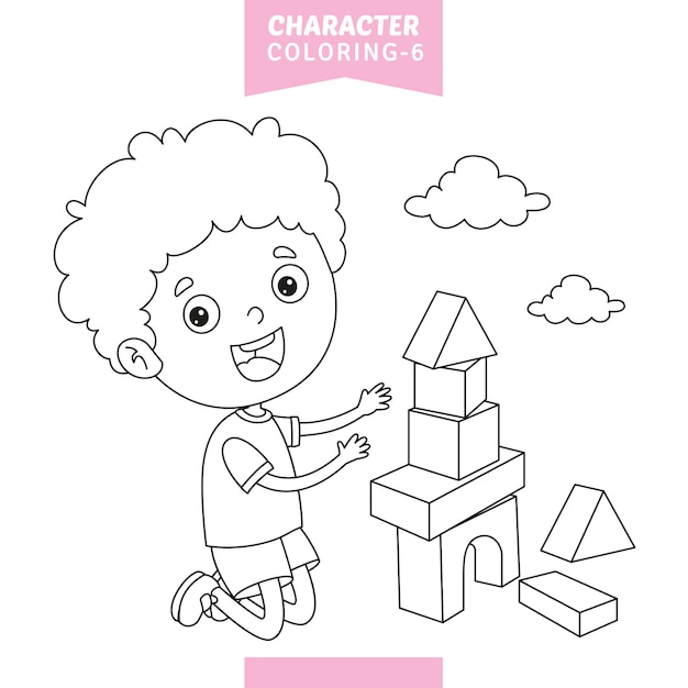 Ilustración vectorial de la página para colorear personajes