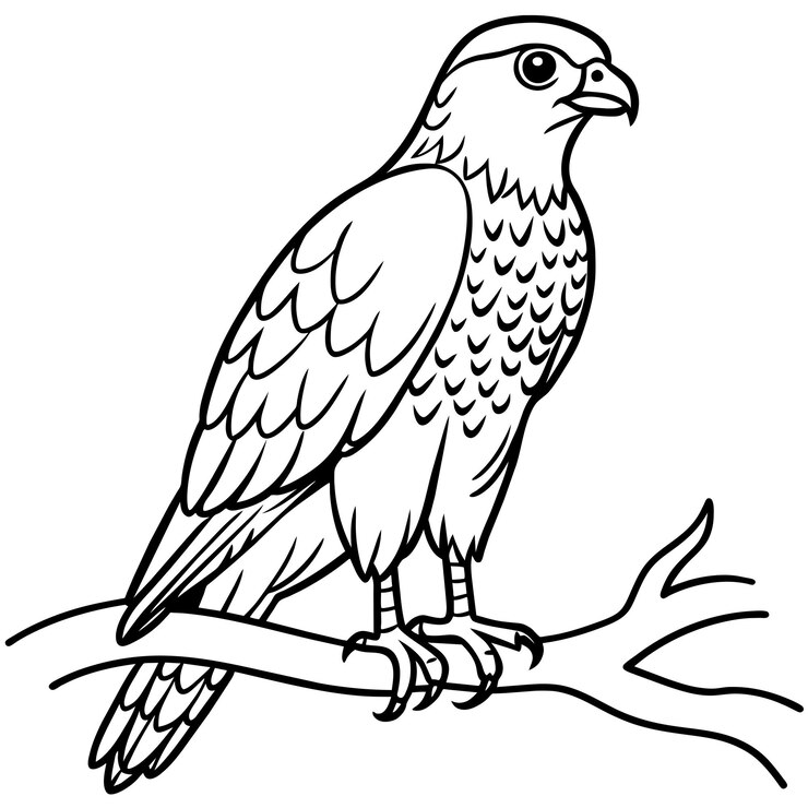 Vector ilustración vectorial de la página del libro de colorear del pájaro halcón 35