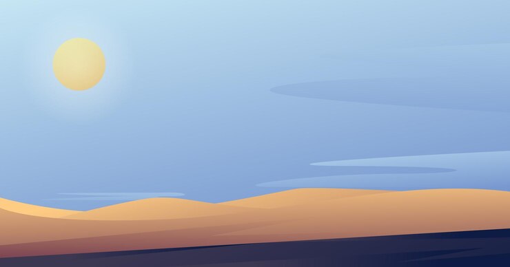 Vector ilustración vectorial del paisaje del desierto vista de las dunas de arena