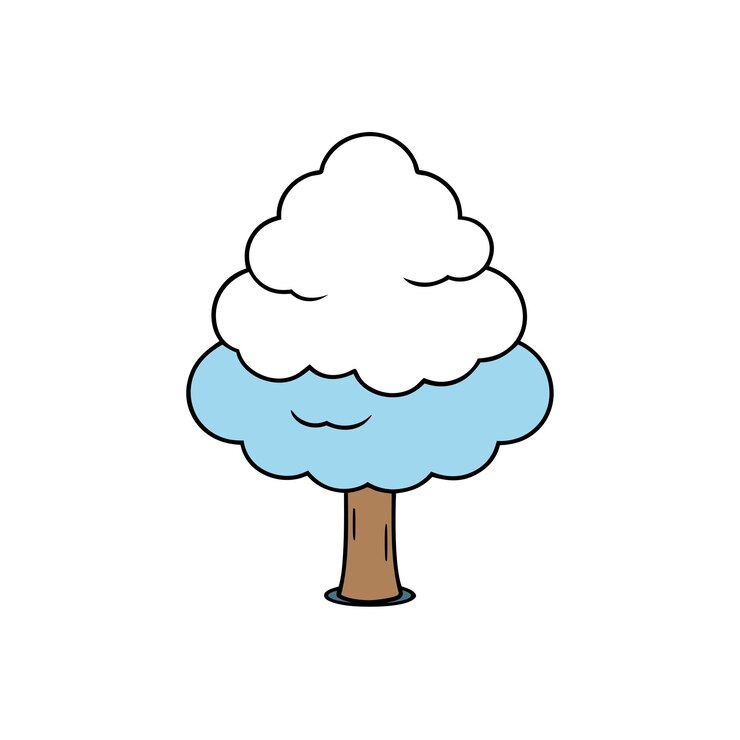 Vector ilustración vectorial del paisaje invernal de árboles cubiertos de nieve para diseños estacionales