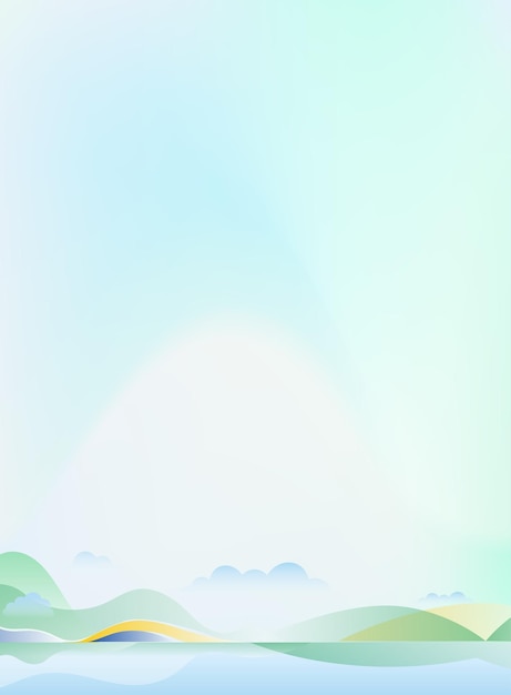 Ilustración vectorial de un paisaje con mar y montañas al fondo