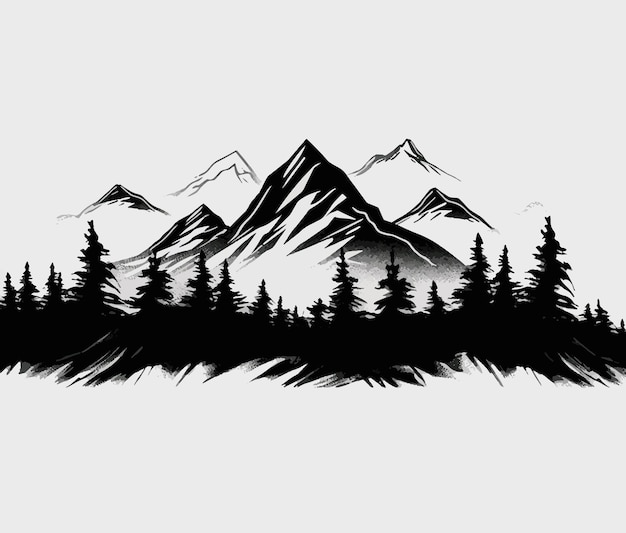 Ilustración vectorial del paisaje de montaña