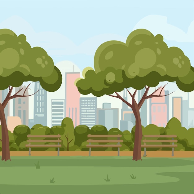 Ilustración vectorial del paisaje del parque al aire libre