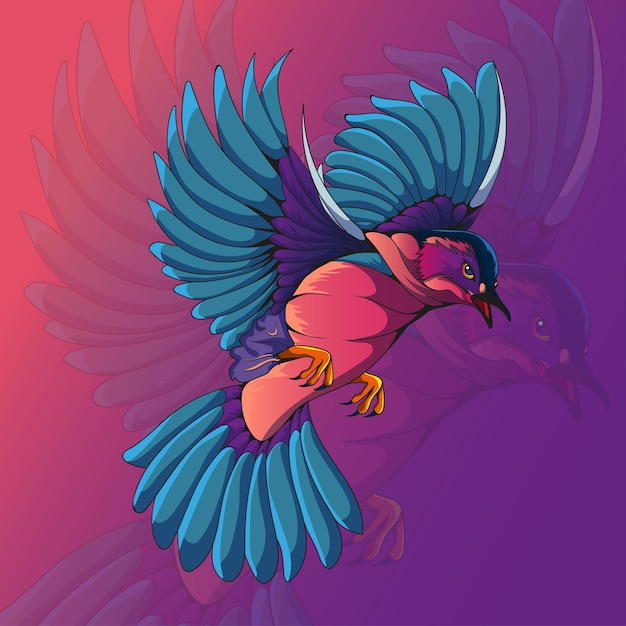 Ilustración vectorial de pajarito volando