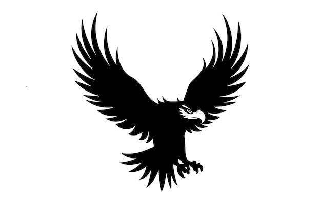 Ilustración vectorial de un pájaro águila de silueta negra