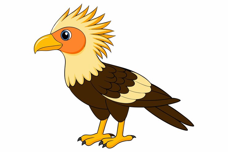 Vector ilustración vectorial del pájaro caracara de la cresta de kawaii clipart
