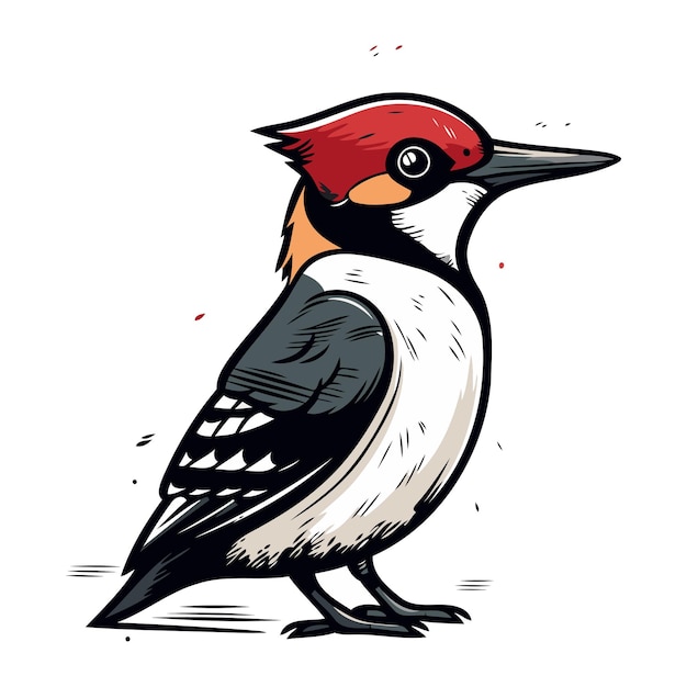 Vector ilustración vectorial del pájaro carpintero dibujo a mano del pájaro carpintero