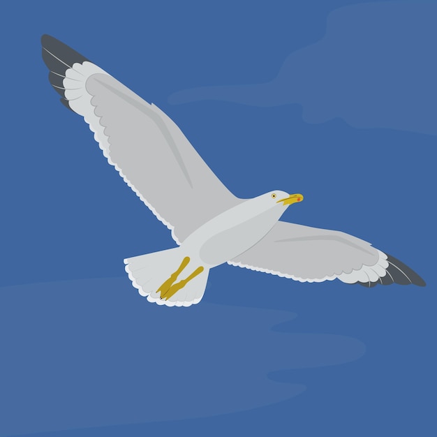 Ilustración vectorial de un pájaro en el cielo Gull