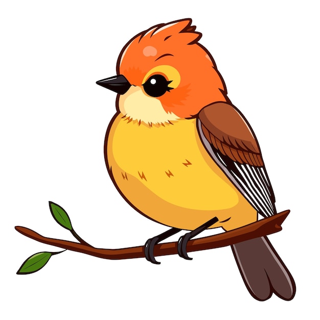 Ilustración vectorial de un pájaro lindo sobre un fondo blanco