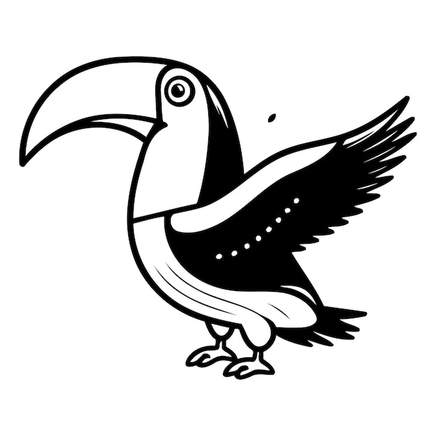 Ilustración vectorial de un pájaro tucano aislado sobre un fondo blanco