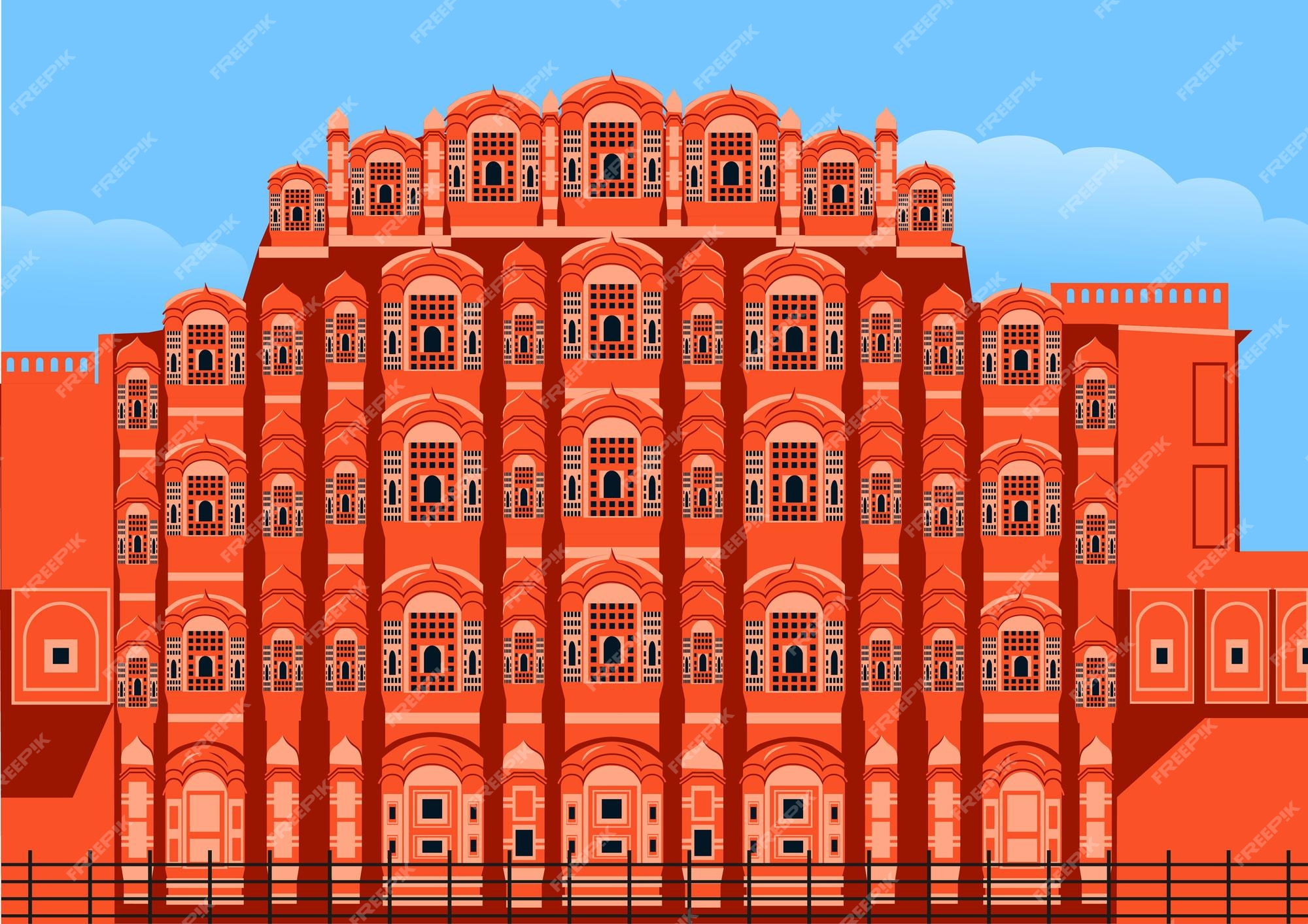 Ilustración vectorial del palacio hawa mahal en la ciudad de jaipur ...