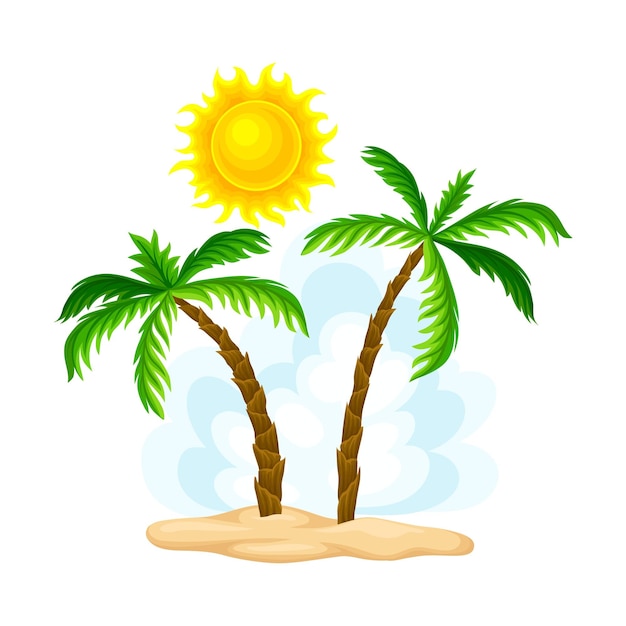 Ilustración vectorial de palmeras que crecen en la costa de California