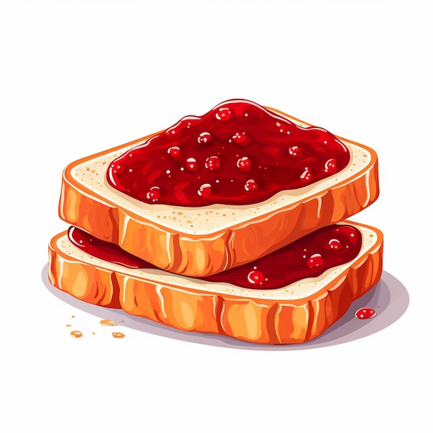 Ilustración vectorial de pan mermelada comida desayuno bocadillo aislado icono de dibujos animados tostada conjunto dulce