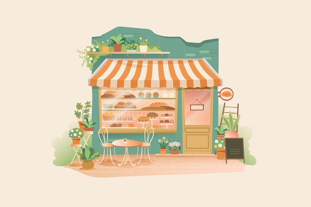 Ilustración vectorial de la panadería