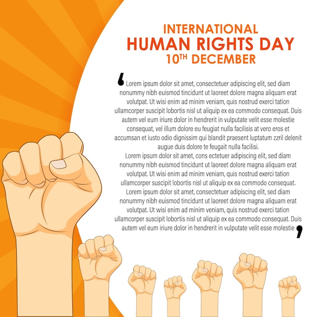 Ilustración vectorial para la pancarta del día internacional de los derechos humanos