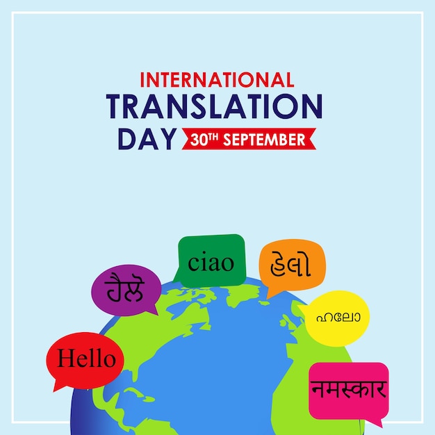 Ilustración vectorial de la pancarta del Día Internacional de la Traducción